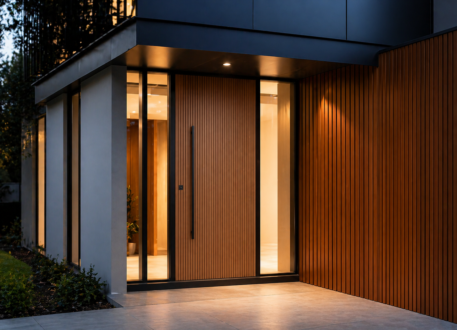 Premium waterproof fiber door with wood-grain finish installed in Coimbatore home